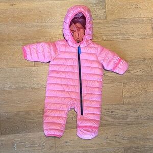 Primary Pink Quilted Kids puffer onsie